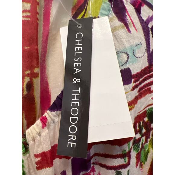 NWT Chelsea & Theodore Women’s Cotton Smocked Voile Midi Dress Size L Multicolor - Picture 5 of 7